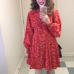 Red Floral Vintage Dress 70s/1970s